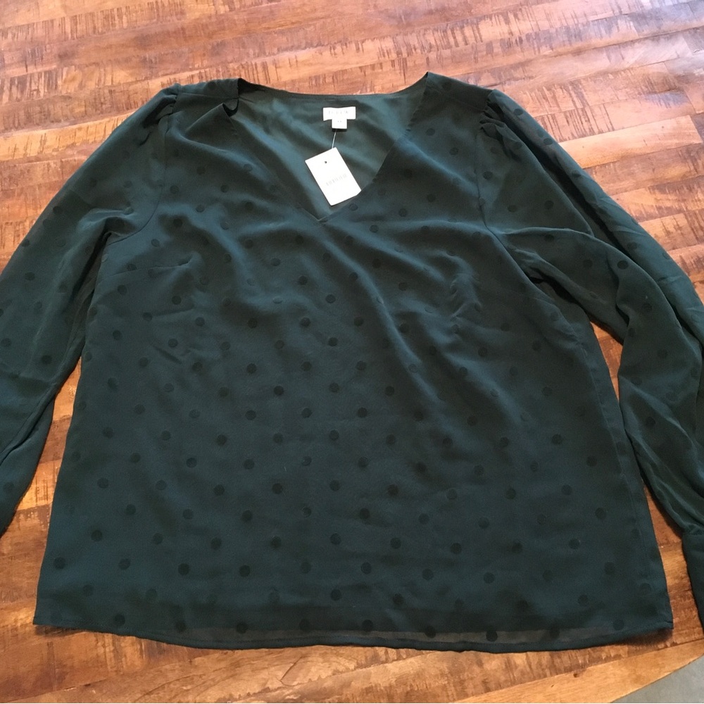 J. Crew Green Relaxed Blouse